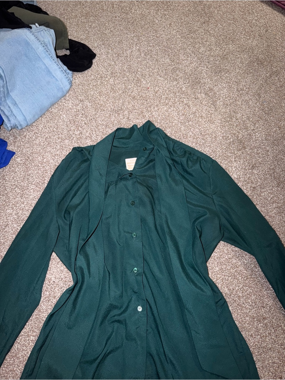 Forest Green Button-Up Blouse
